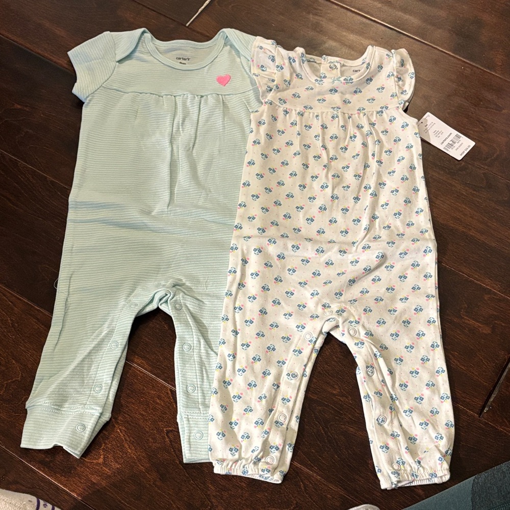Carter's Blue and White Floral One Pieces